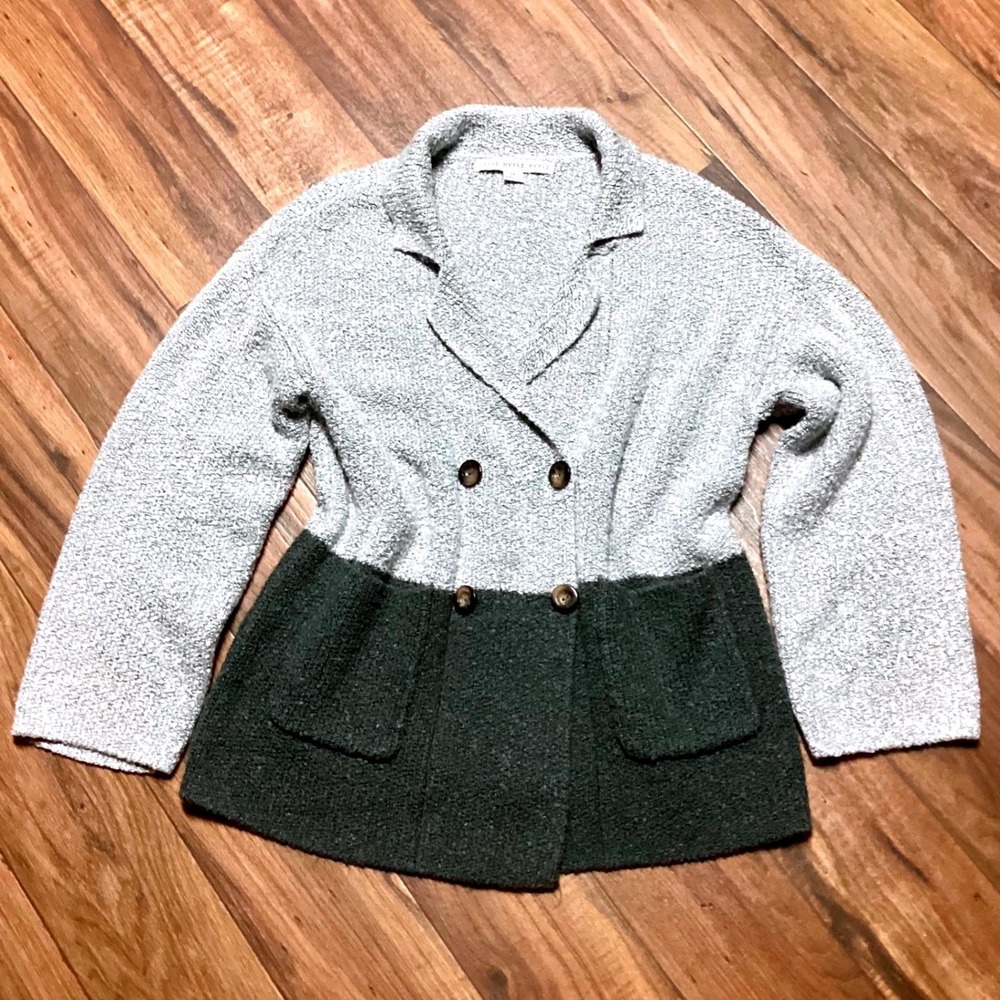 HYFVE Two Tone Colorblock Knit Blazer Jacket Women's Medium Grey Charcoal